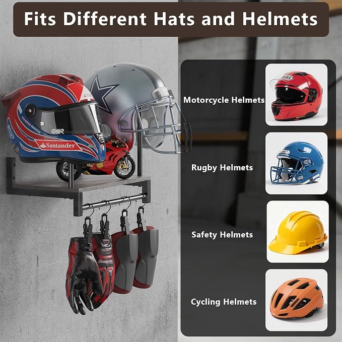 Motorcycle Helmet Holder Wall Mount, Helmet Rack - Image 2