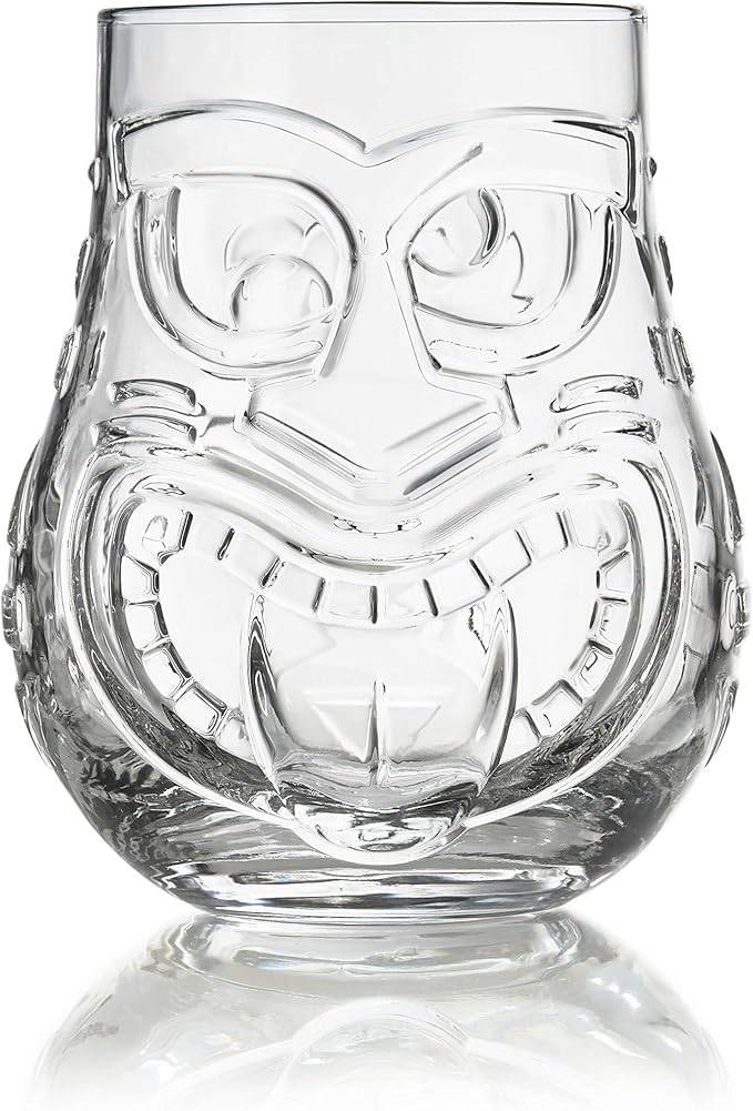 Libbey Tiki Split Glass Tumbler Set, Vintage-Style Quirky Drinking Glasses Set - Image 8