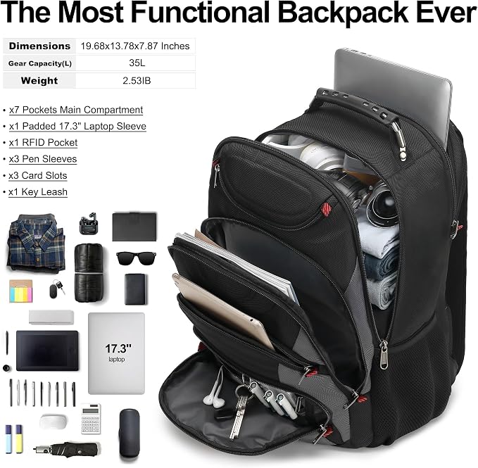 Boavan Laptop Backpack for men, 17.3 inch Laptop Bag - Image 5
