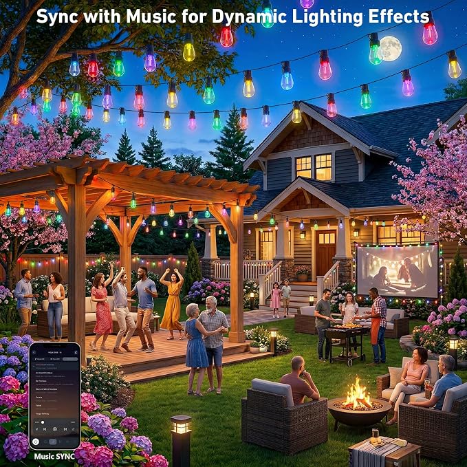 Outdoor String Lights, 200FT Smart RGB+IC Patio Lights - Image 5