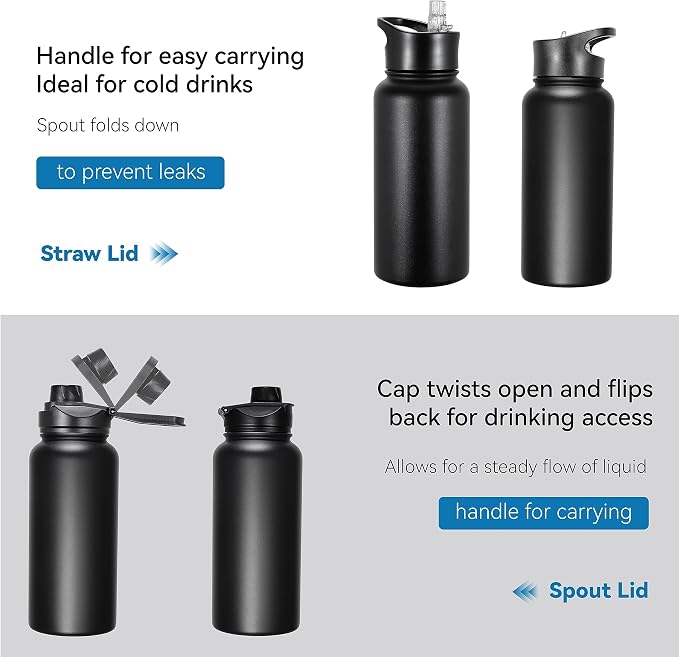VEGOND 32 oz Insulated Water Bottle Bulk Stainless Steel Metal Water Bottles - Image 5