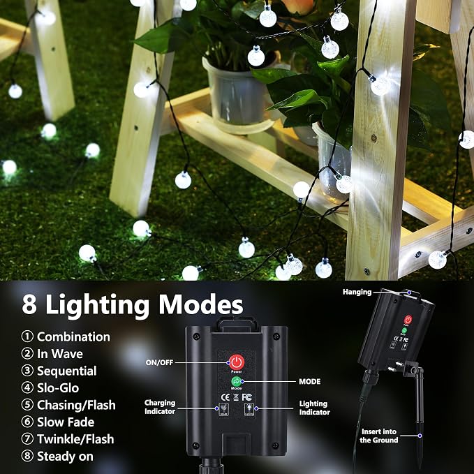 Joomer Solar Powered String Lights Waterproof, 39FT 60 LED Outdoor Solar String - Image 3