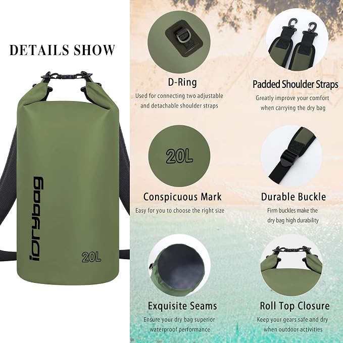 IDRYBAG Dry Bag for Kayaking Waterproof 2L/5L/10L/15L/20L, Small Dry Sack - Image 2
