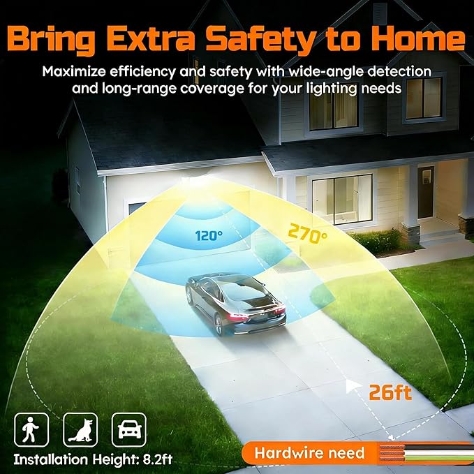 CLAONER LED Security Motion Sensor Outdoor Lights, 6500K Remote Control - Image 3