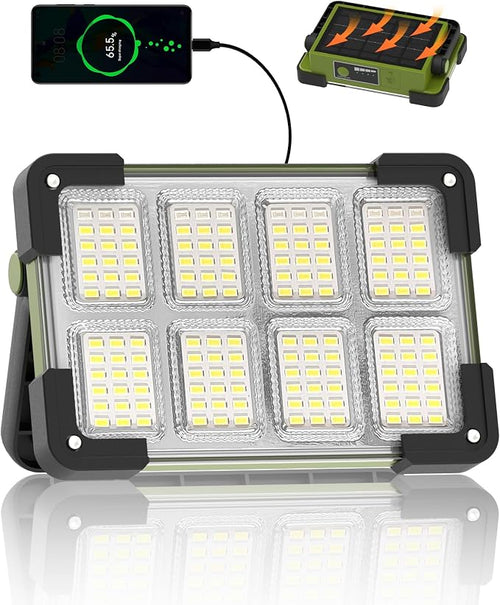 120W Solar Rechargeable Work Light, Portable Flood Light by DANCINGBOAR