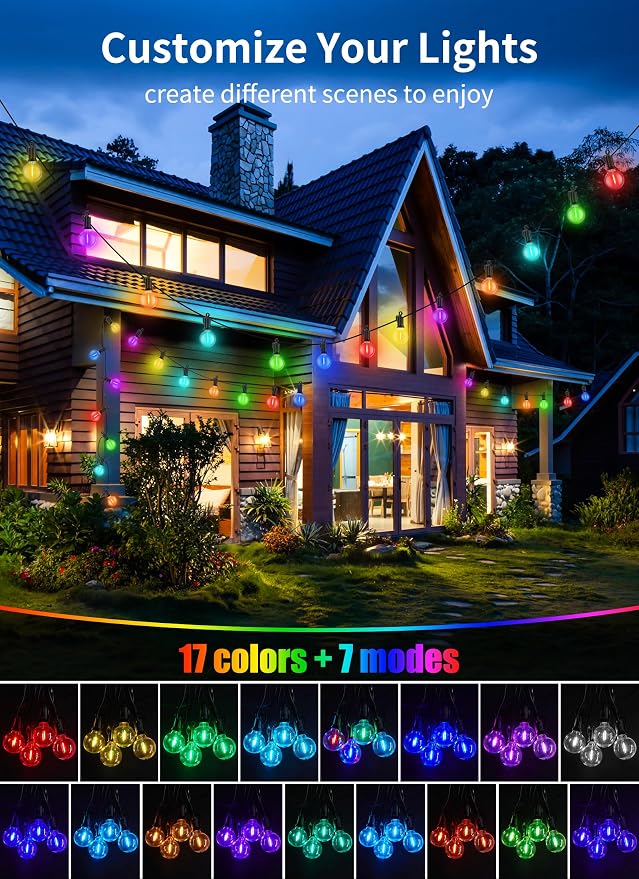 Brightown Outdoor String Lights 29 Feet G40 LED Patio Lights, 13 Plastic Edison - Image 3