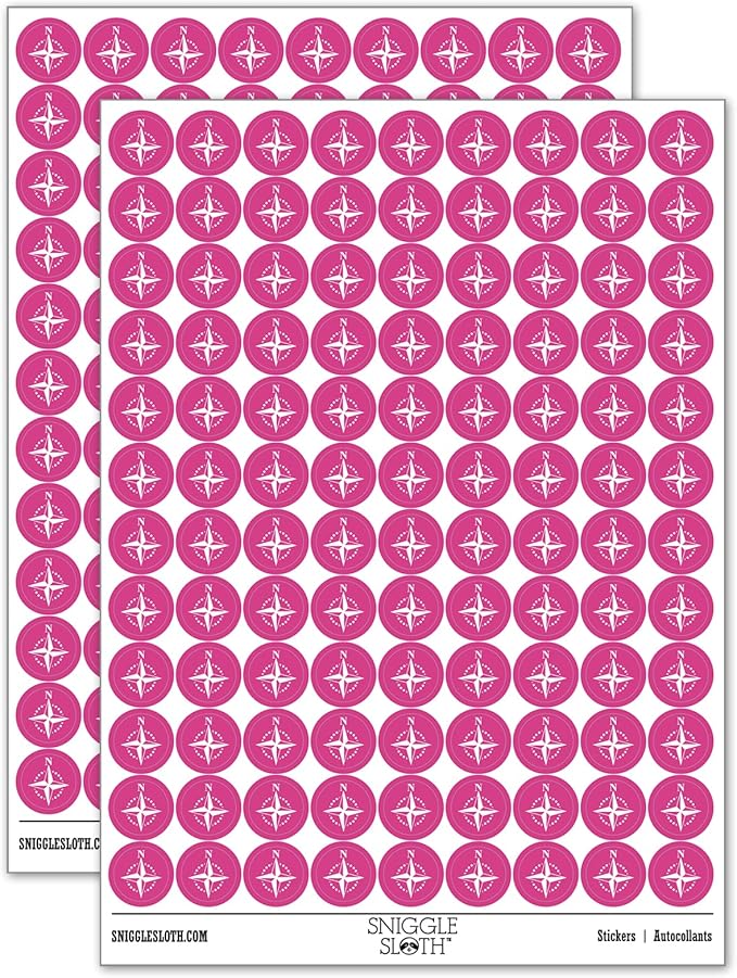 Compass Rose Nautical Star Navigation Map 200+ Round Stickers by Sniggle+Sloth