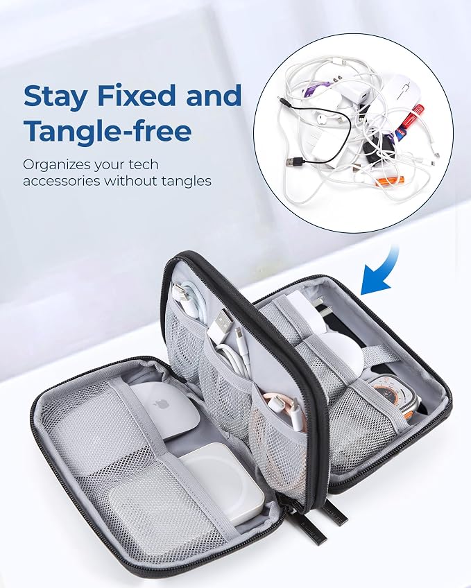 BAGSMART Electronics Organizer Travel Case, Cable Charger Cord Tech Organizer - Image 2