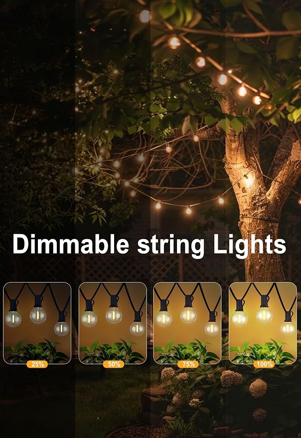 DAMAING Outdoor String Lights LED 50Feet G40 Globe Patio Lights - Image 4