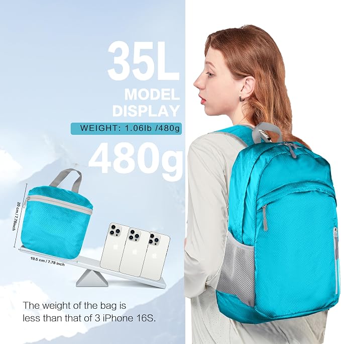 Waterproof Foldable Backpack Dry Storage Lightweight Daypack 35L Outdoor - Image 6
