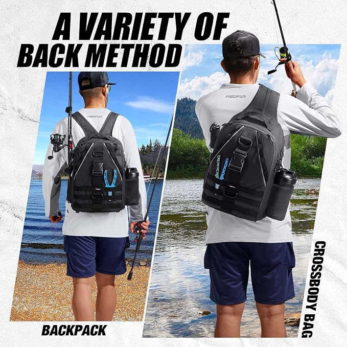 Piscifun Fishing Backpack with Rod Holder, Lightweight Sling Bag Storge Gear - Image 2