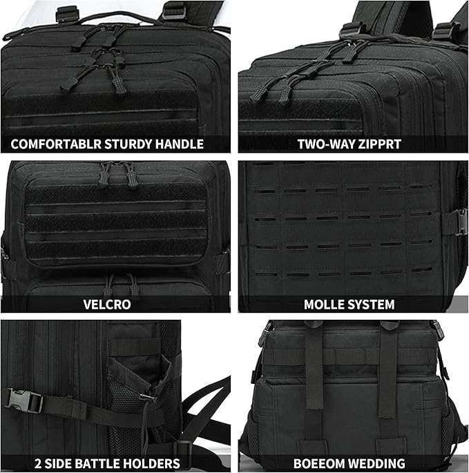 Military Tactical Backpack 45L/25L 3 Day Assault Pack Molle Daypack Hiking - Image 4
