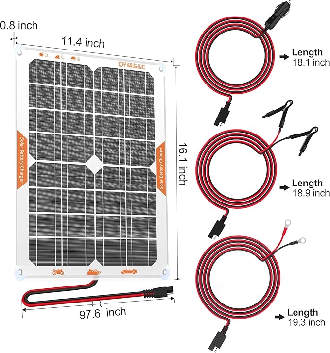 OYMSAE White 20W 12V Solar Panel Battery Charger Portable Waterproof Power - Image 4