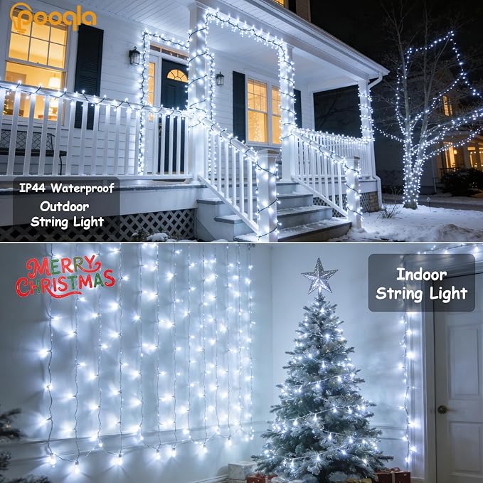 Cool White String Lights Outdoor Christmas Decoration, 66 ft 200 LED Christmas - Image 3