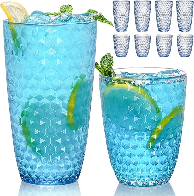 BELLAFORTE Shatterproof Plastic Tumbler Set – Laguna Beach 19oz Tall & 12oz by BELLAFORTE