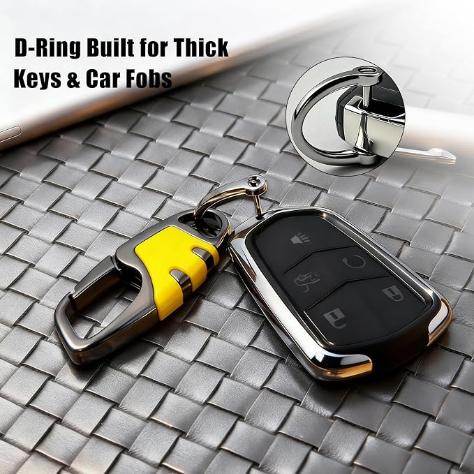Keychain with Carabiner Clip, 4 Heavy Duty Key Rings and D Ring - Image 2
