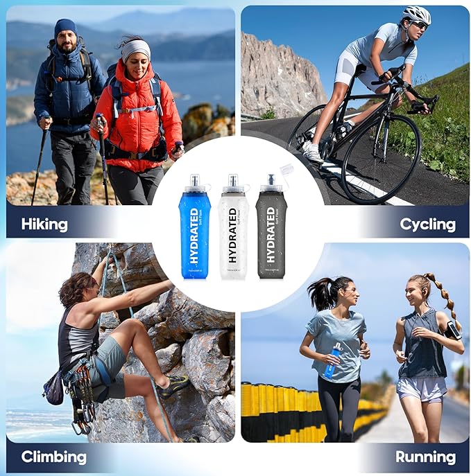 SLUXKE 3 Pack Soft Water Bottle, 25oz/750ml Flask Running Bottles - Image 8