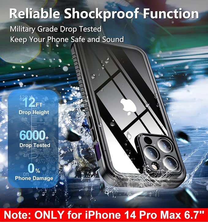 SPIDERCASE Only Designed for iPhone 14 Pro Max Case Waterproof Full Body - Image 7