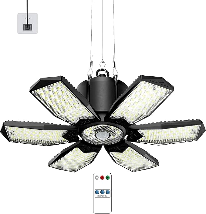 Plug-in Motion Sensor Garage Light 20000LM, Linkable Garage Ceiling Light LED by Kryoza