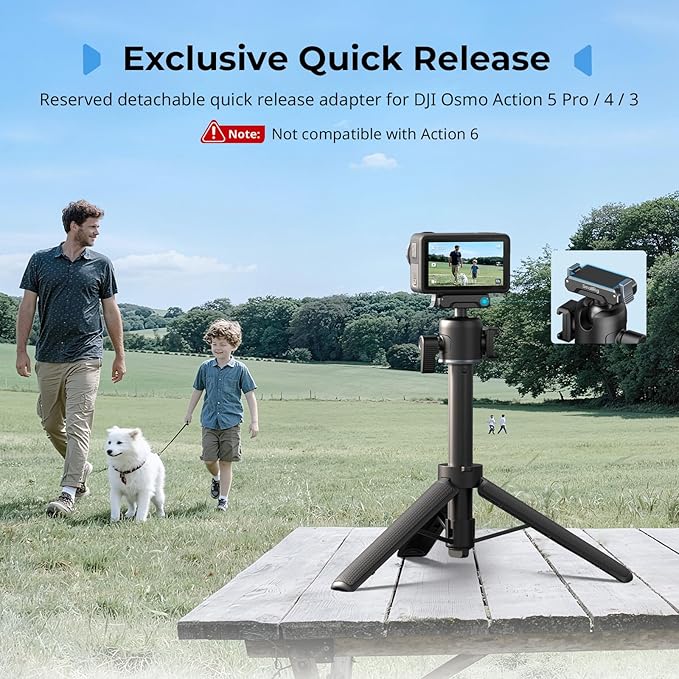 SmallRig Action Camera Selfie Stick Tripod, 7.8-21.6in Extendable, 360° Ball - Image 2