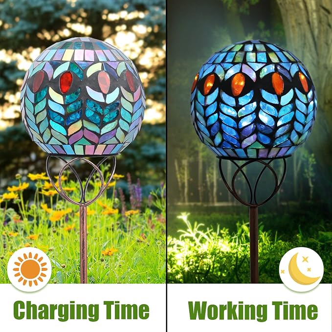VCUTEKA Solar Outdoor Lights Garden Decor Mosaic Solar Garden Lights Waterproof - Image 5