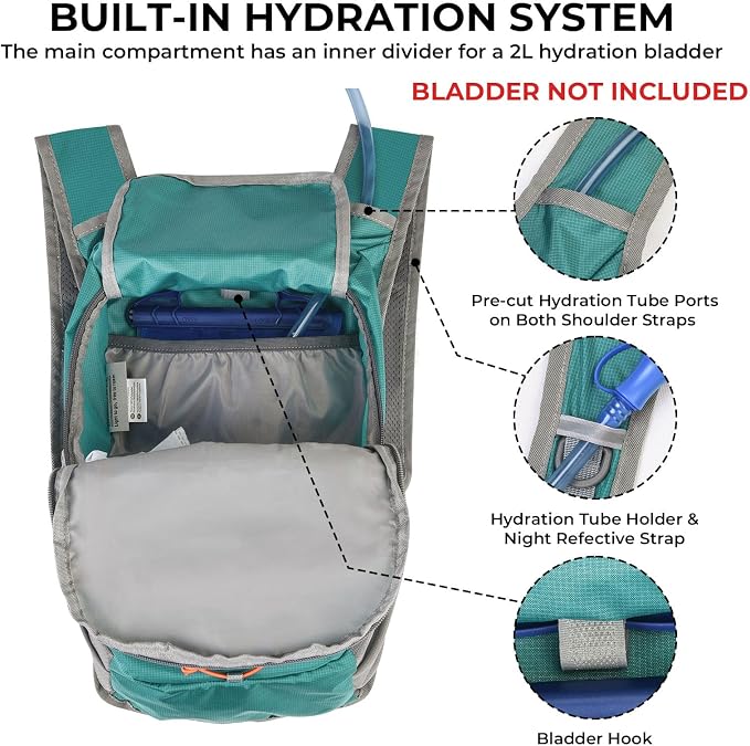13L Small Hiking Backpack for Women Men, Lightweight Foldable Day pack - Image 8