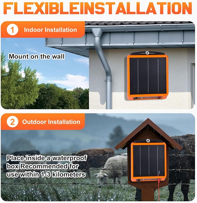 20miles Solar-Powered Electric Fence Charger, Adjustable Output - Image 9
