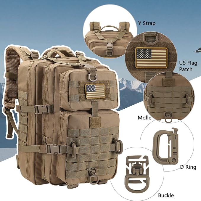Hannibal Tactical MOLLE Assault Pack, Tactical Backpack Military Army Camping - Image 3
