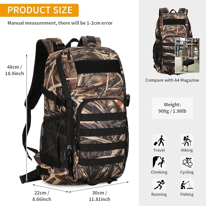 HUNTVP Tactical Backpack Military MOLLE Backpack Hunting Rucksack Gear Assault - Image 4