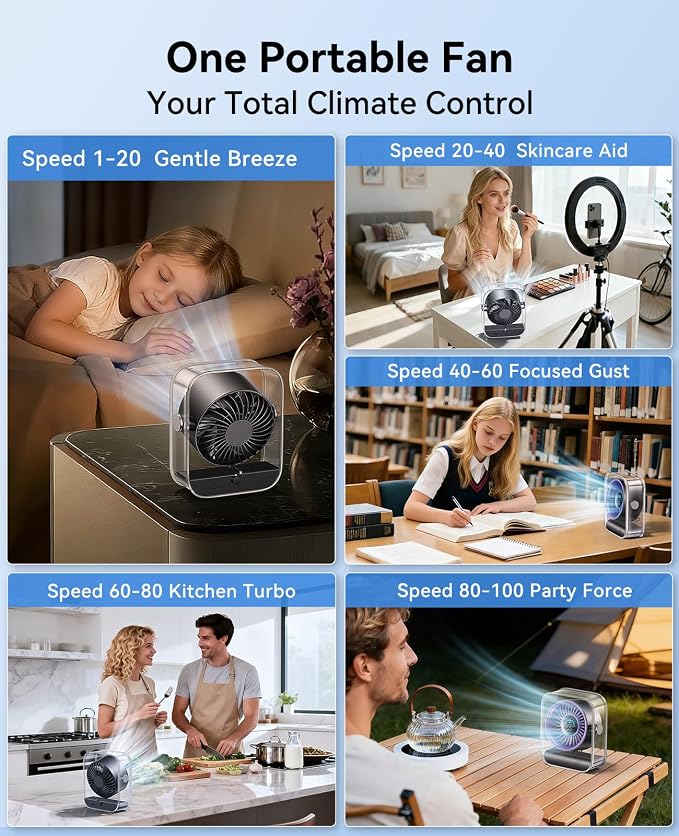 DIGIX Portable Desk Fan for Bedroom, Rechargeable Small Table Fan - Image 9