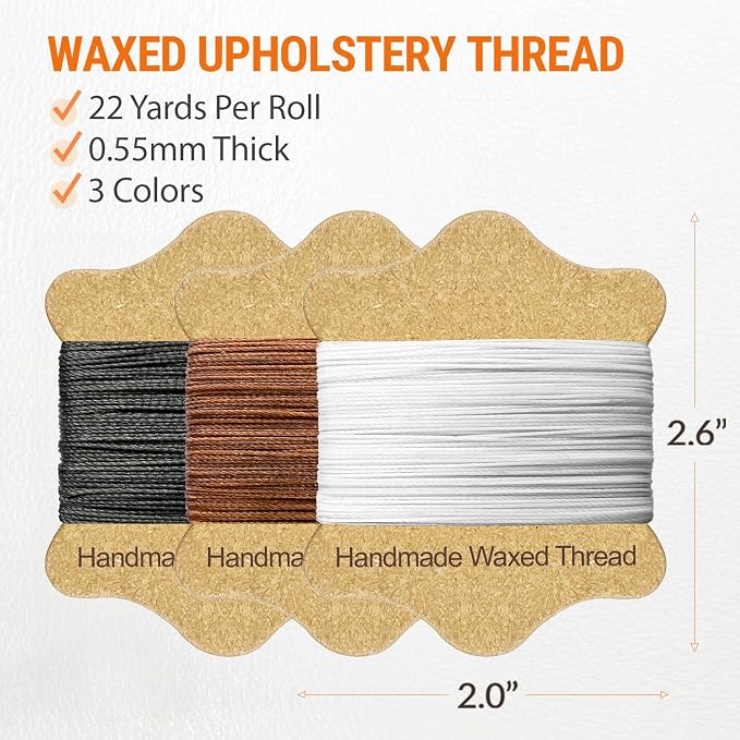 VONEEDL Upholstery Repair Kit: Waxed Sewing Thread & Heavy Duty Needles - Image 3
