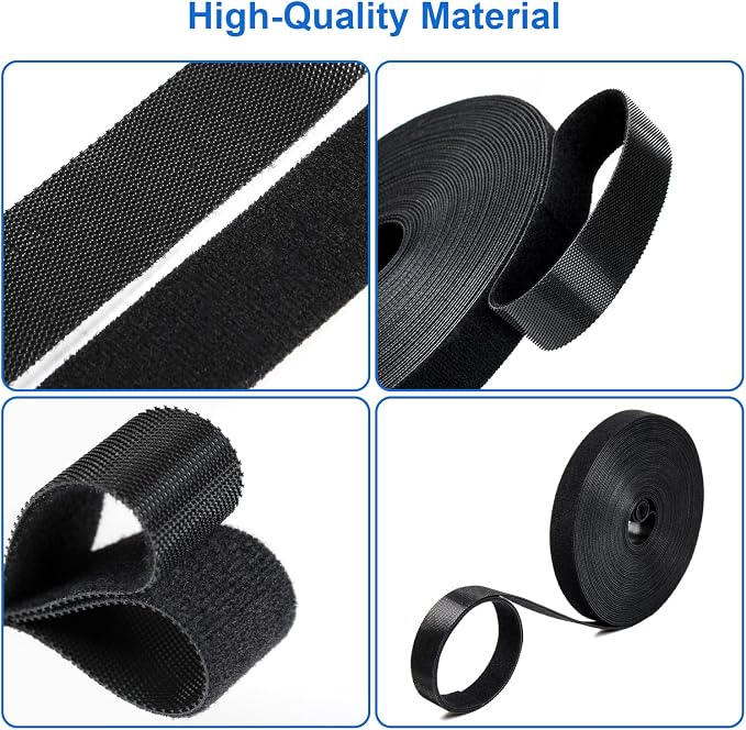OneLeaf Hook and Loop Roll Reusable Fastening Cable Ties, 20ft x 1inch Black - Image 8