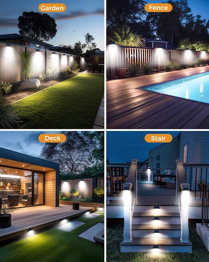 vighep 4 Pack Solar Motion Lights Outdoor, Waterproof Fence Lights Solar Powered - Image 6