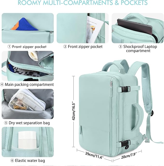 Beraliy Travel Backpack for Women, Airline Approved Bag, 16 inch Laptop - Image 6