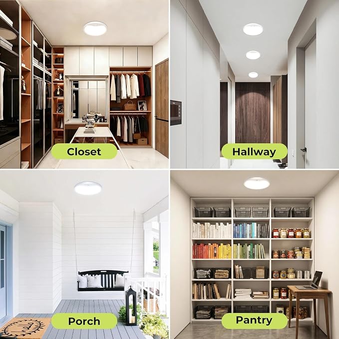 hepside Motion Sensor Ceiling Light Wired, 3000K/4000K/6500K LED Flush Mount - Image 6