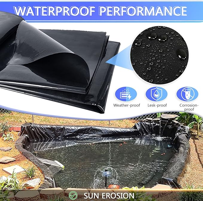 ToLanbbt Pond Liner 4 x 7 Ft HDPE Pond Liners, 20 Mil UV Resistant Preformed - Image 4