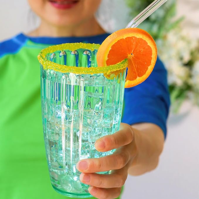 Kate Aspen Teal Fluted Plastic Drinking Glasses Set of 8, 21 oz, Acrylic - Image 8
