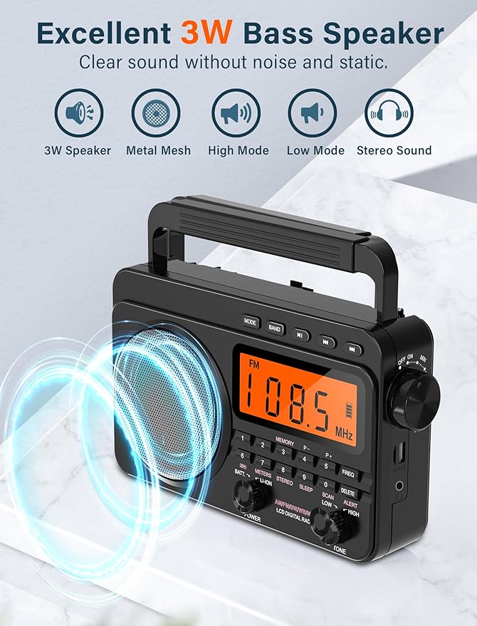 NOAA Weather Alert Radio, Digital AM FM Shortwave Radio - Image 5