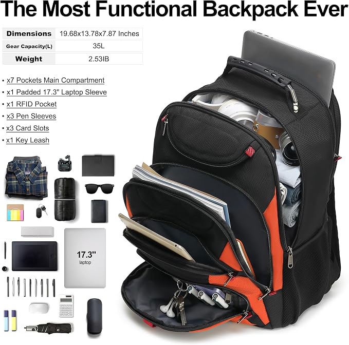 Boavan Laptop Backpack for men, 17.3 inch Laptop Bag - Image 5