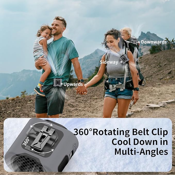 Socool 14500mAh Portable Waist Fan Clip on Belt 360 Rotation Wearable - Image 5