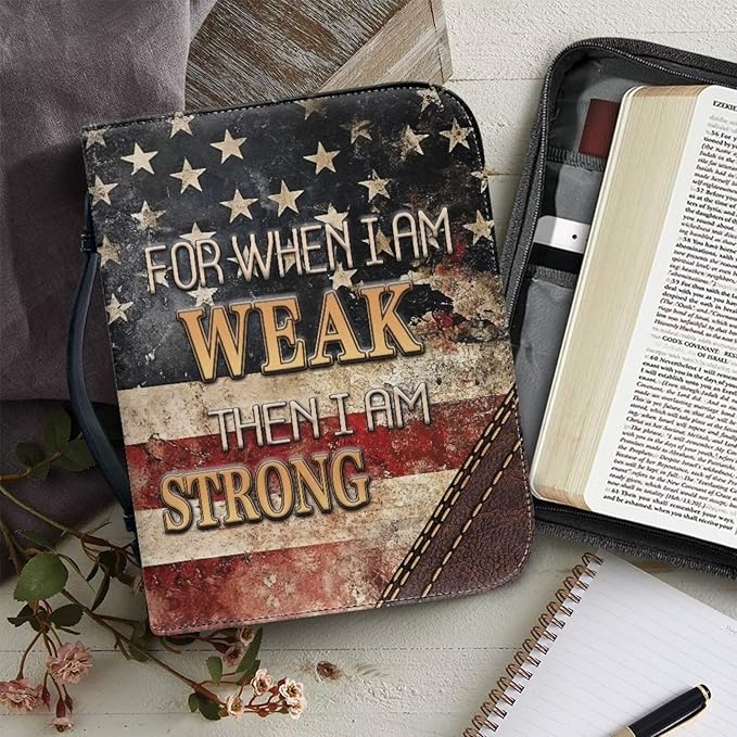 XL Bible Cover Case for Women Men Amercan Flag and Cross PU Leather Bible Case - Image 5