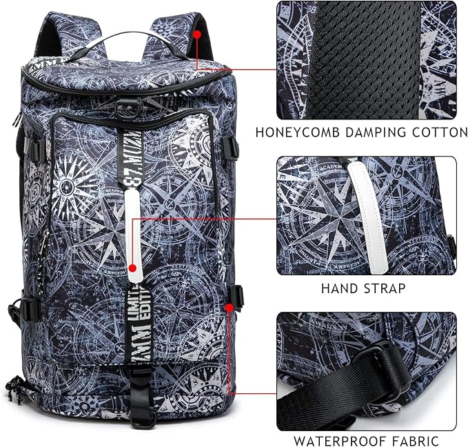 Gym Duffle Bag Waterproof black Laptop Backpack Suitable - Image 3