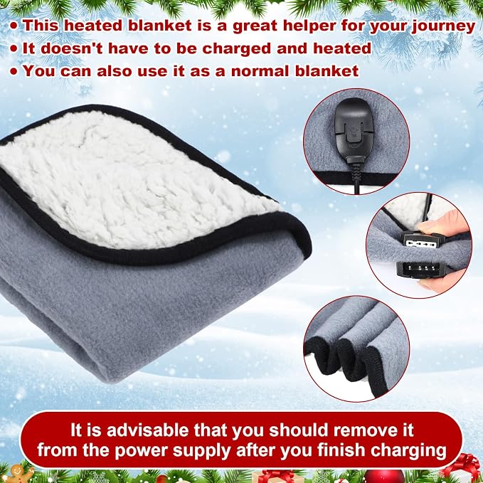 Tuanse 16 x 16 Inches Car Electric Blanket 12 Volt Heated Car Blanket - Image 3