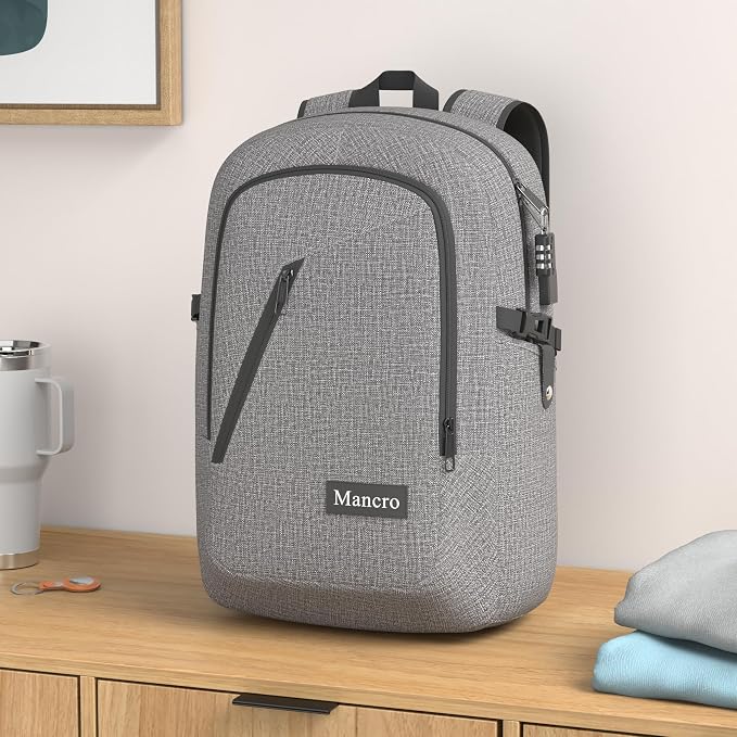 Mancro 17.3 Inch Business Laptop Backpack Large Travel Backpack Lightweight - Image 2