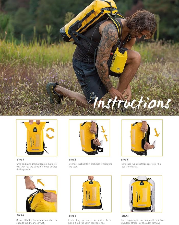 IDRYBAG Waterproof Backpack for Men 20L/30L/40L, Floating Dry Bag Kayak - Image 8