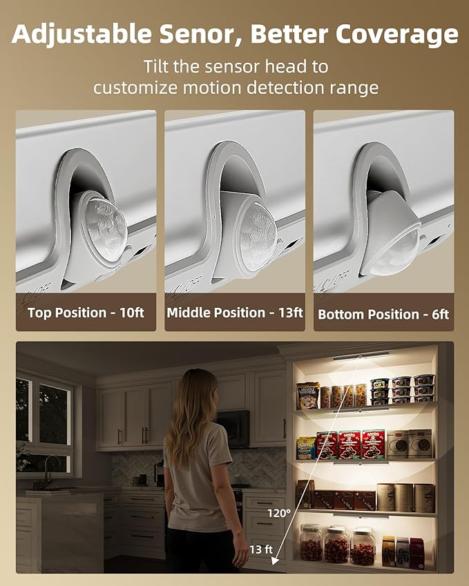 EZVALO 13-inch Motion Sensor Closet Light, LED Rechargeable Closet Light - Image 3