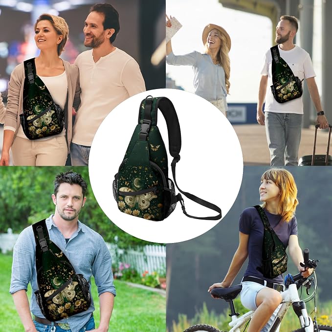FyLybois Moth Sling Bag for Women Lightweight Crossbody Backpack Casual Daypack - Image 2
