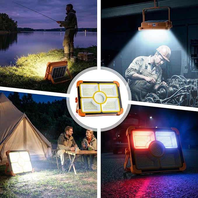 Solar Rechargeable Work Light, 474 LED 12000LM Portable Flood Lights, 12000mAh - Image 7