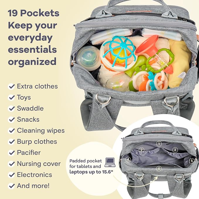 RUVALINO Diaper Bag Backpack-Multifunction Travel Baby Diaper Bag - Image 5