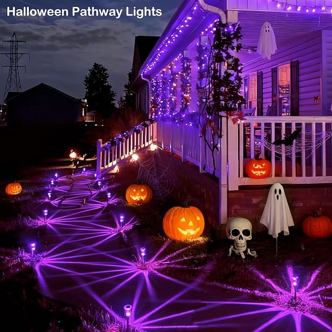 Christmas Solar Lights Outdoor 10 Pack Solar Pathway Lights Outdoor Halloween - Image 4